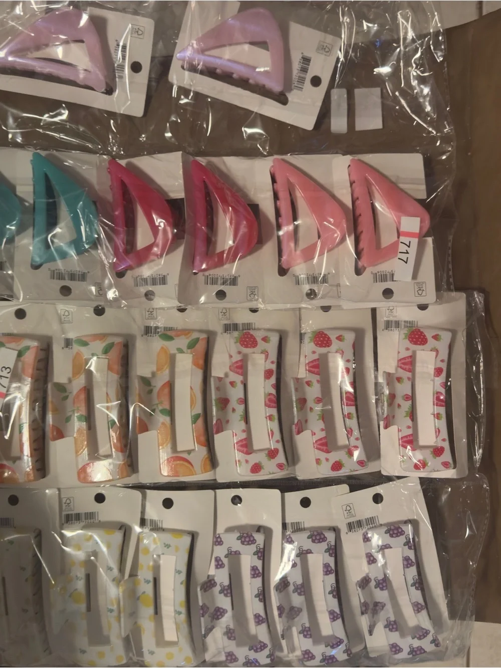 Womens Pink and Purple Hair Clip Set - Cute Triangle Clips